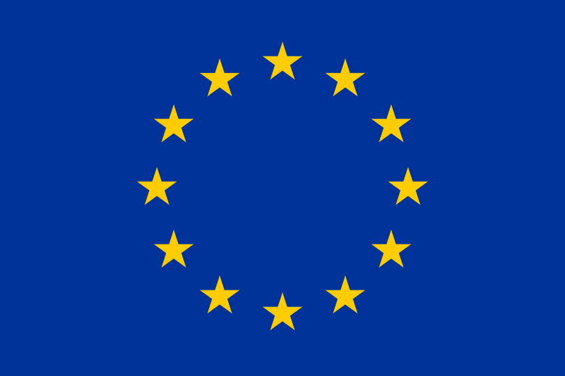 Euroopan unionin lippu: 12 keltaista tähteä ympyrän muodossa sinisellä pohjalla
